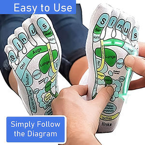 Chaussettes de réflexologie d'acupression Chaussettes de massage des pieds unisexes Tableaux d'acupression de réflexologie en coton en anglais tige espagnole incluse - Product Image 4