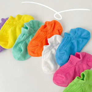 Chaussettes invisibles en coton pour enfants antidérapantes été couleur unie mode filles enfants cheville mince pantoufle chaussettes de bateau courtes - Product Image 2
