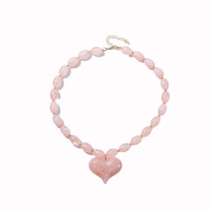 Collana con Ciondolo a Cuore Grande <span class=keywords><strong>in</strong></span> <span class=keywords><strong>Resina</strong></span> Colorata, Gioiello Semplice e alla Moda <span class=keywords><strong>in</strong></span> Acciaio Inossidabile per Donne - Product Image 5