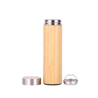 Termos Bambu Stainless Steel HUFA 500ML Laris Manis, Lapisan Dalam 304, Isolasi Termal, Desain Klasik