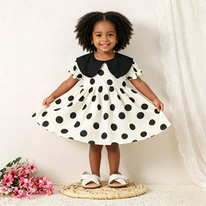 Buy Black White Polka Dot Baby Dress Shorts Length For Comfort | Alibaba.com