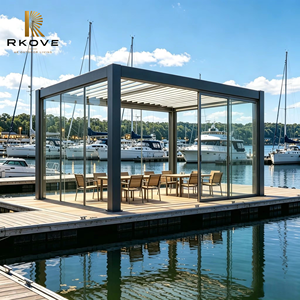 Pérgola Motorizada Inteligente RKOVE de Aluminio con Persianas Giratorias, Protección Solar y Contra el Viento, Tiras de Luces LED Integradas, Tamaño y Color Personalizables - Product Image 1