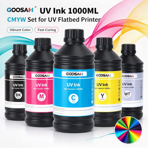 Goosam <b>Refill</b> UV <b>Ink</b> CMYKW 1L Bottle with RFID Chip Compatible with Canon IJC-256 for Oce Arizona 200 250 350 360 GT - Product Image 1
