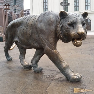 트레비 공장 주조 청동 동물 조각품 실물 크기 황동 호랑이 조각품 야외 정원 장식용 - Product Image 5