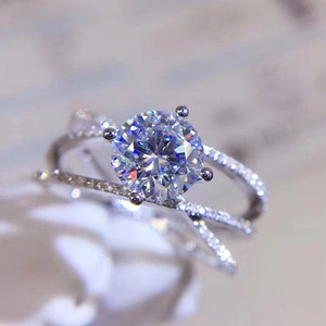 Bagues pour femmes délicates <span class=keywords><strong>avec</strong></span> croix Design mariage fiançailles doigt Zircon anneaux mariée couleur argent - Product Image 2