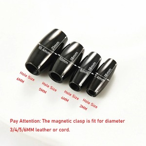 Sunling 1 pièce Fermoirs magnétiques ovales en acier inoxydable, trou intérieur 6/8/10/12MM, à coller sur cordon en cuir tressé, pour fabrication de bracelets DIY - Product Image 2
