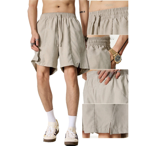 Shorts de plage personnalisés à séchage rapide, légers, en satin, avec taille élastique et fentes latérales, pour hommes, décontractés, d'été, OEM - Product Image 2