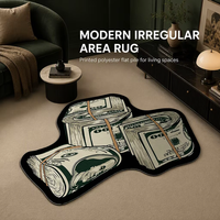 Kreativer Teppich mit unregelmäßiger Form, moderner Flachflor-Teppich mit individuellem Logo, wasserdichter bedruckter Polyester-Teppich für Wohnzimmer und Schlafzimmer
