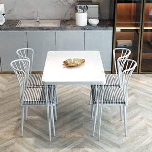 Ensemble de table de jardin Table à manger Pieds modernes en fer Meubles d'extérieur Assemblage facile Excellente qualité Fabriqué en Turquie pour la salle à manger Cuisine - Product Image 2