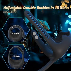 Anales Sexspielzeug Hoden- und Damm-Stimulator mit Verstellbarem, Vibrierendem Penisring, Ferngesteuerter Vibrierender Analplug Vibrator für Männer - Product Image 4