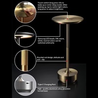 Table en aluminium de style minimaliste européen et américain pour restaurant, lumière d'ambiance rechargeable 5V à commande tactile, lumière de nuit pour extérieur