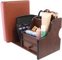 Fournitures de bureau en bois organisateur de bureau avec tiroir 6 compartiments rangement de bureau en bois Caddy support de rangement organisateur pour le courrier