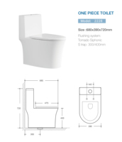 3 Litres Siphonic TISI Thailand Design Sanitaire en céramique monté au sol Placard à eau Tornado Siphonic Commode de toilette monobloc