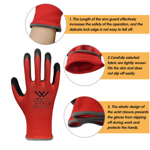 批发聚酯纤维手套男式工业握力重型安全建筑花园防护装备工作手套 - Product Image 3