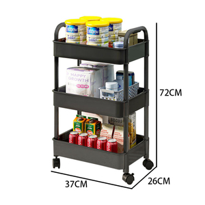 Chariot de cuisine roulant multi-niveaux en plastique, chariot mobile multifonctionnel, étagère de rangement pour collations de chambre à coucher - Product Image 5