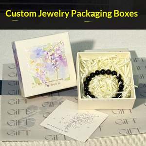Caja de Regalo de Cartón Personalizada para Joyería con Diseño de Flor de Glicinia en Acuarela y Recubrimiento UV para Pulseras y Collares - Product Image 2