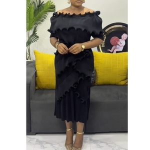 Robes élégantes à épaules tombantes et volants pour femmes africaines grandes tailles, mode - Product Image 5