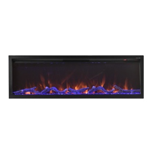 Caminetto Elettrico da <span class=keywords><strong>Parete</strong></span> per Interni con Luce LED Nera, Fiamma Finta Rossa, Stile Trendy - Product Image 4