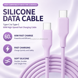 สายชาร์จเร็วแบบซิลิโคน 1.5 เมตร 3A Type-C รองรับ PD60W ใช้ได้กับ <span class=keywords><strong>IOS</strong></span> กล้อง และหูฟัง ขายส่ง - Product Image 1