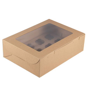 Boîtes de boulangerie en papier kraft Emballage unique de boîte à pâtisserie avec fenêtre de présentation transparente Boîtes à friandises pour beignets et mini gâteaux - Product Image 2