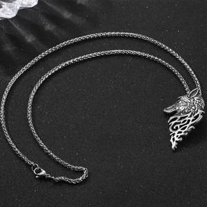 Collar de hombre con colgante de acero de titanio con cabeza de lobo, diseño de animal en 3D SP1006 - Product Image 2