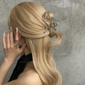 Hot Selling Korean INS Mode Große Metall Haars pangen Pentagramm Stern Silber Haar Klaue Frauen Mädchen Haarschmuck