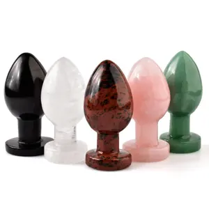Groothandel Natuurlijke Crystal Quartz Massage Dildo Kunstmatige Penis Seksspeeltje Obsidiaan Rozenkwarts Anale Plug