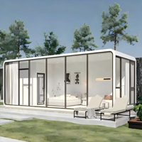 Maison Capsule Modulaire Préfabriquée Portable Apple Cabin, Bungalow de Jardin Assemblé, Bar & Bureau Modulaire avec Terrasse et Mousse Intégrée