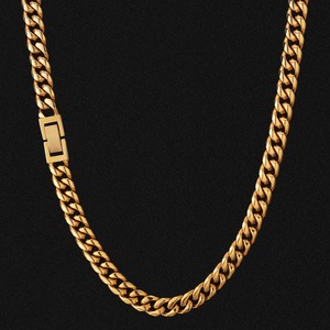 8mm Hiphop perhiasan tahan air rantai penghubung Kuba Miami wanita anak laki-laki <span class=keywords><strong>316L</strong></span> baja tahan karat 18k nyata berlapis emas kalung pria - Product Image 1