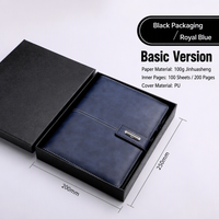 Carnet de notes A5 personnalisable de luxe avec stylo, coffret cadeau noir en PU rigide, papier épais durable, idéal pour les affaires