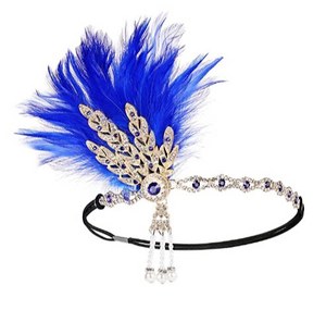 Serre-tête vintage en plumes de paon, luxueux style Gatsby des années 20, pour séances photo d'enfants, spectacles et accessoires de déguisement de fête - Product Image 4