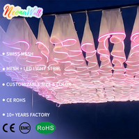 Bande lumineuse en tissu pour plafond de mariage IP65, longueur 1M, hauteur 50cm, voile blanc, tulle rose, décoration d'arche de fête