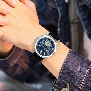 Bán buôn đồng hồ nam cơ tự động thời trang, phong cách thường ngày, có chức năng tourbillon phát sáng, hiển thị lịch. - Product Image 5