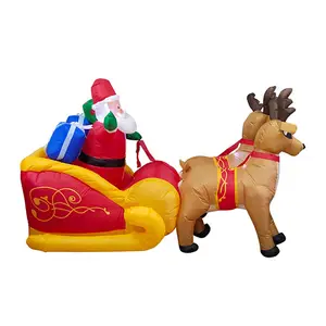 7.2 Ft Christmas Inflatable On Sale Santa Reindeer Sled Yard Decoration With Led Light