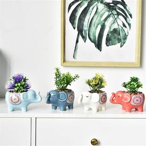 تمثال فيل رائعتين وزراعة عصارية سيراميك متينة ديكور سطح مكتب صغير للمنزل والمكتب أصيص زهور نباتات هدية - Product Image 3