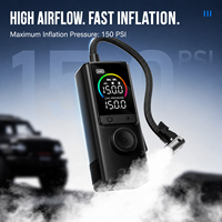 Compresseur d'air portable sans fil rechargeable 150 PSI avec affichage numérique, arrêt automatique et lumière LED pour voiture, moto, vélo et ballons