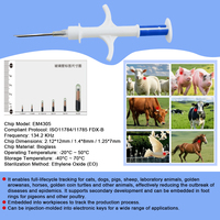 Microchip RFID Inyectable 1.4x8mm EM4305, Etiqueta RFID para Identificación Animal, para Mascotas y Ganado
