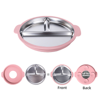 Tazón Infantil de Acero Inoxidable de Doble Pared con Aislamiento, con Base de Silicona Antideslizante, Vajilla Resistente al Calor con Diseño Impreso