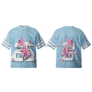 Maillot décontracté unisexe de marque tendance, style pastoral estival, respirant, séchage rapide, anti-UV, coupe ample et confortable, col en V, manches courtes - Product Image 1