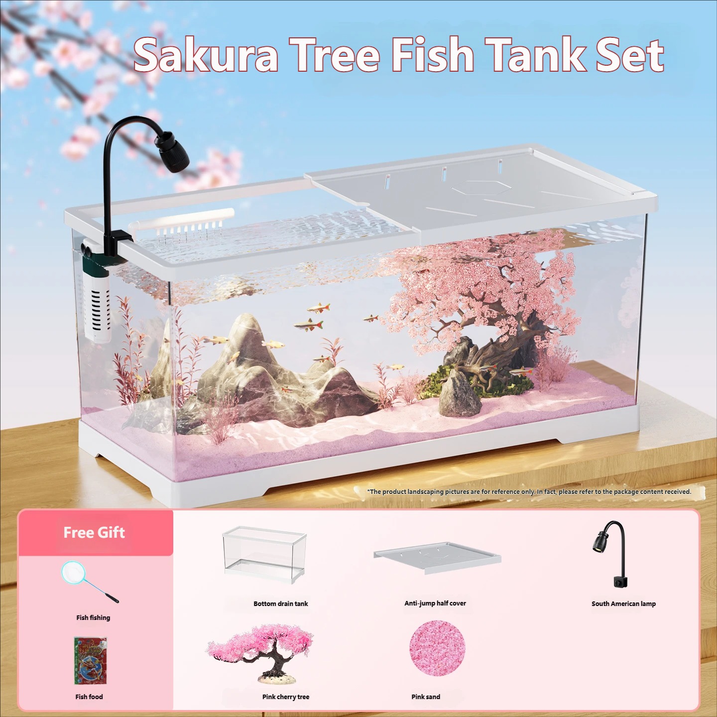 White illuminated ambiance, fish net + food