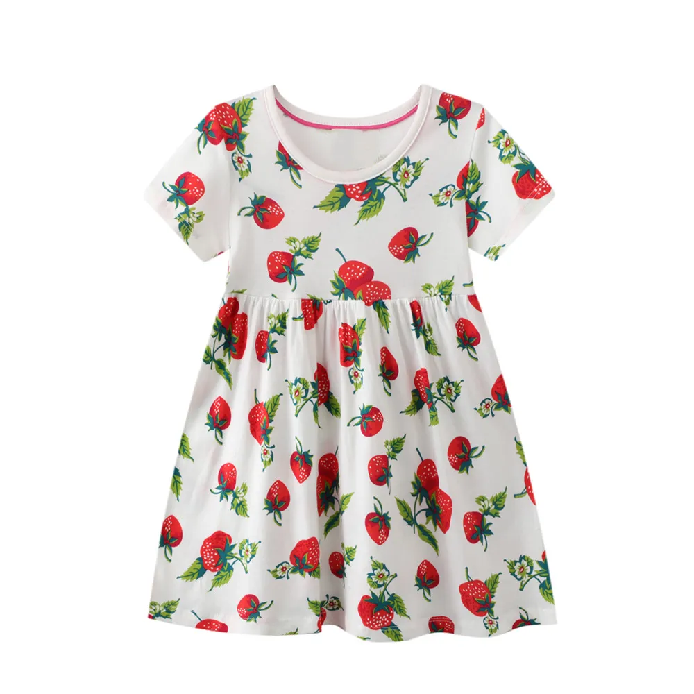RTS New Arrival Baby Dress Strawberry Fashion Design Dress O Collar Casual Summer Clothes