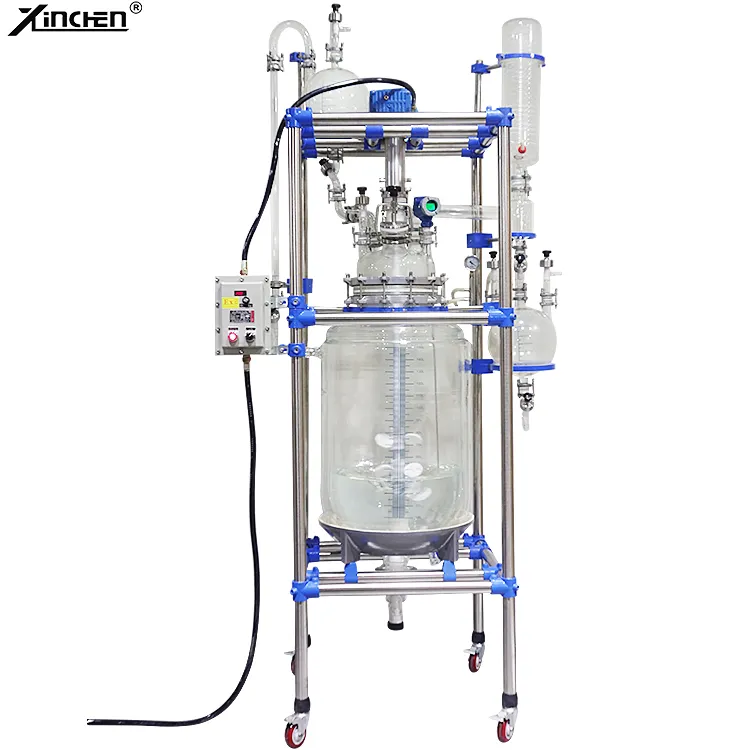 jacketed stainless steel lab chemical reactor 50l 150l with heating and cooling