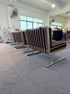 Sillón <span class=keywords><strong>Lounge</strong></span> Arthur Umanoff de Estilo Moderno de Mediados de Siglo, Estructura de Acero Inoxidable, Diseño Retro de los Años 70 - Product Image 3