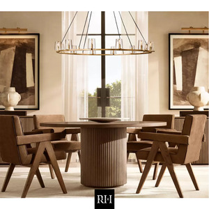 BYRON ROUND Dining <b>Table</b> RH Style furniture <b>Solid</b> <b>Wood</b> Dining <b>Table</b> - Modern Indoor Furniture for Kitchen & Living Room - Product Image 5