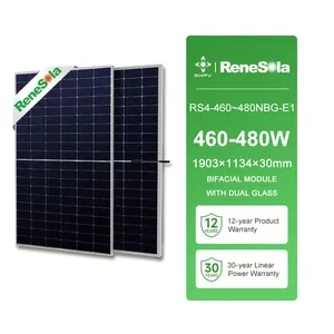 Renesola 460 W halbschnitt-Solarpanel 182 mm Zonnepanel 465 W 470 W 475 W 480 W zweiseitiges mono-Solarpanel mit doppelglas Photovoltaik-Panel