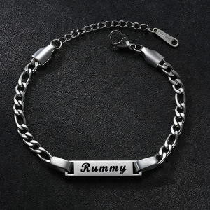 Bracelets personnalisés en acier inoxydable, plaqués or, gravés sur mesure avec nom et date de <span class=keywords><strong>naissance</strong></span>, chaînes de main, bijoux pour femmes et hommes - Product Image 6