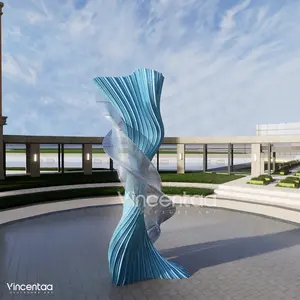 Vincentaa Custom Twisted Rotating Stainless Steel Sculpture For Outdoor Square Park Sculpture