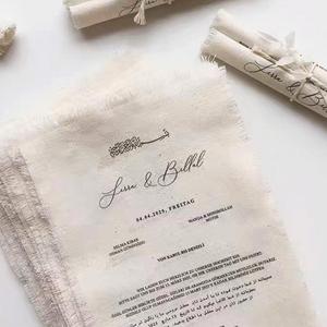 Invitación de Estilo Europeo con Diseño de Pergamino, Tela de Lino y Algodón, Hecha a Mano con Borde Crudo, para Bodas, Eventos Empresariales, Menús Personalizados - Product Image 5
