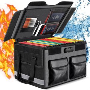 High-Temperature Fireproof Organizer <b>Box</b> Double-Layer Car Folding <b>Storage</b> Locker Lock <b>Waterproof</b> Office Fireproof File <b>Box</b> - Product Image 5