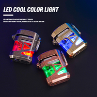 Briquet portable en métal au design mecha avec lumières LED, flamme jet à injection directe, coupe-vent, rechargeable au gaz butane